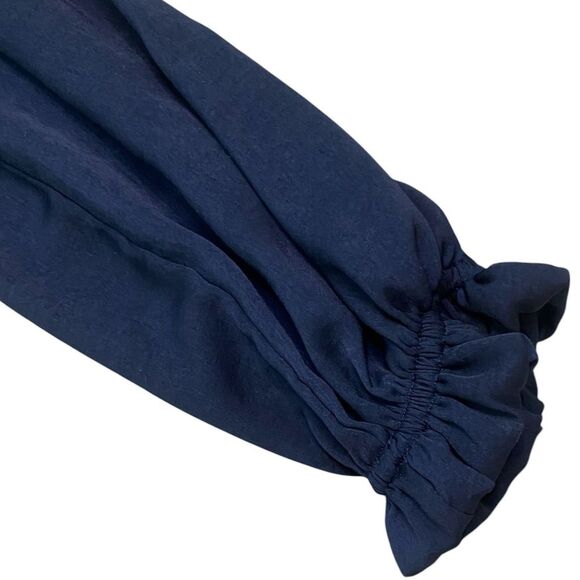 GAP Navy Smocked Bust Square Neck Long Sleeve Midi Dress - Picture 5 of 11